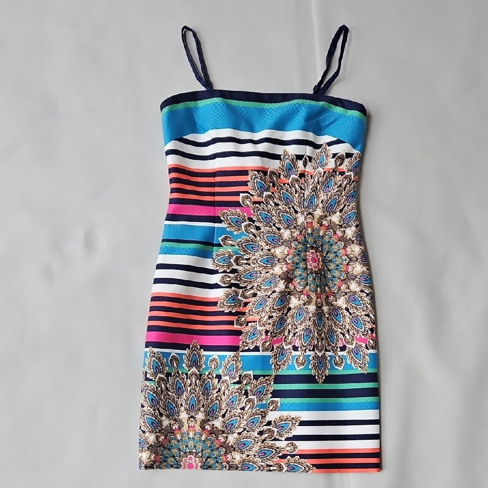 LAUNDRY by Shelli Segal Striped Convertible/Strapless Peacock Dress - Picture 3 of 15